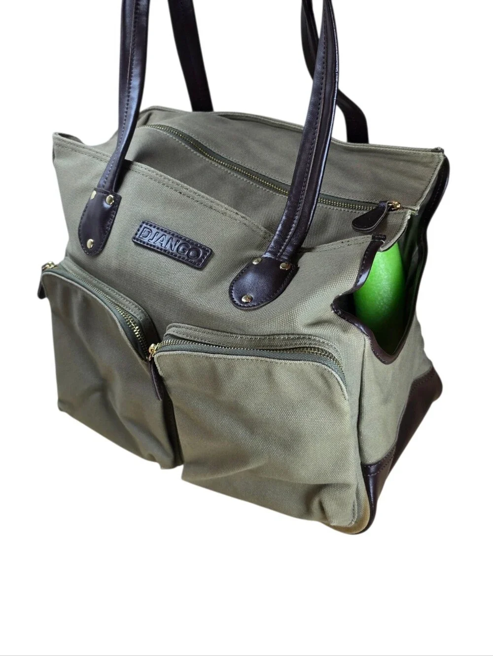 Django Tote Waxed Canvas Dog Carrier Bag Small Leather Multipocket Travel